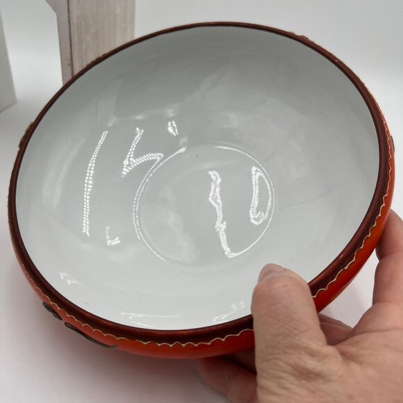 Vintage Orange Moriage Dragonware Ceramic Dragon bowl Made In Japan Orange white - Picture 11 of 16